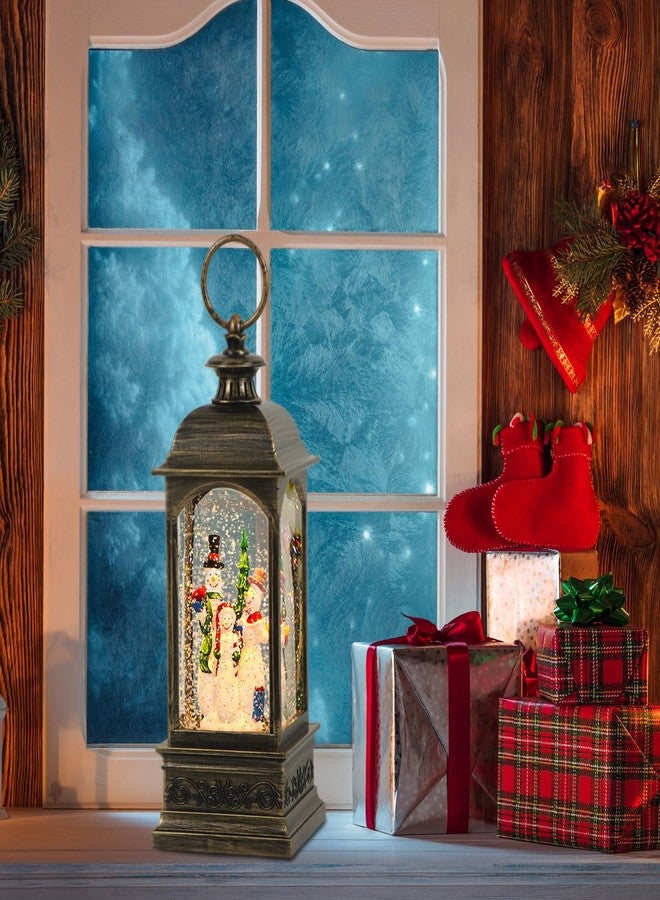 GenSwin Christmas Snow Globes with Music USB Rechargable Cable and Timer, Christmas Lantern Decorations Indoor, 1 Pcs Christmas Music Box with 3 Snowman for Festival Centerpieces - Image 5